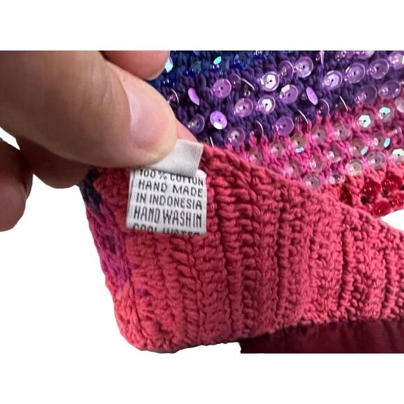 Crochet Halter Top  Girls OSFM  Rainbow Sequin Front  #Boho #Festival #Hippie - Picture 6 of 10